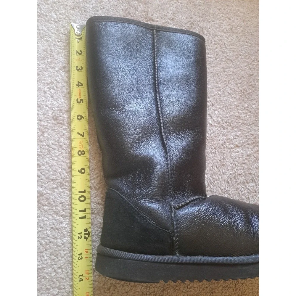 Women's Brown Tall Leather Winter Snow Shearing Boots  8 W Pull On